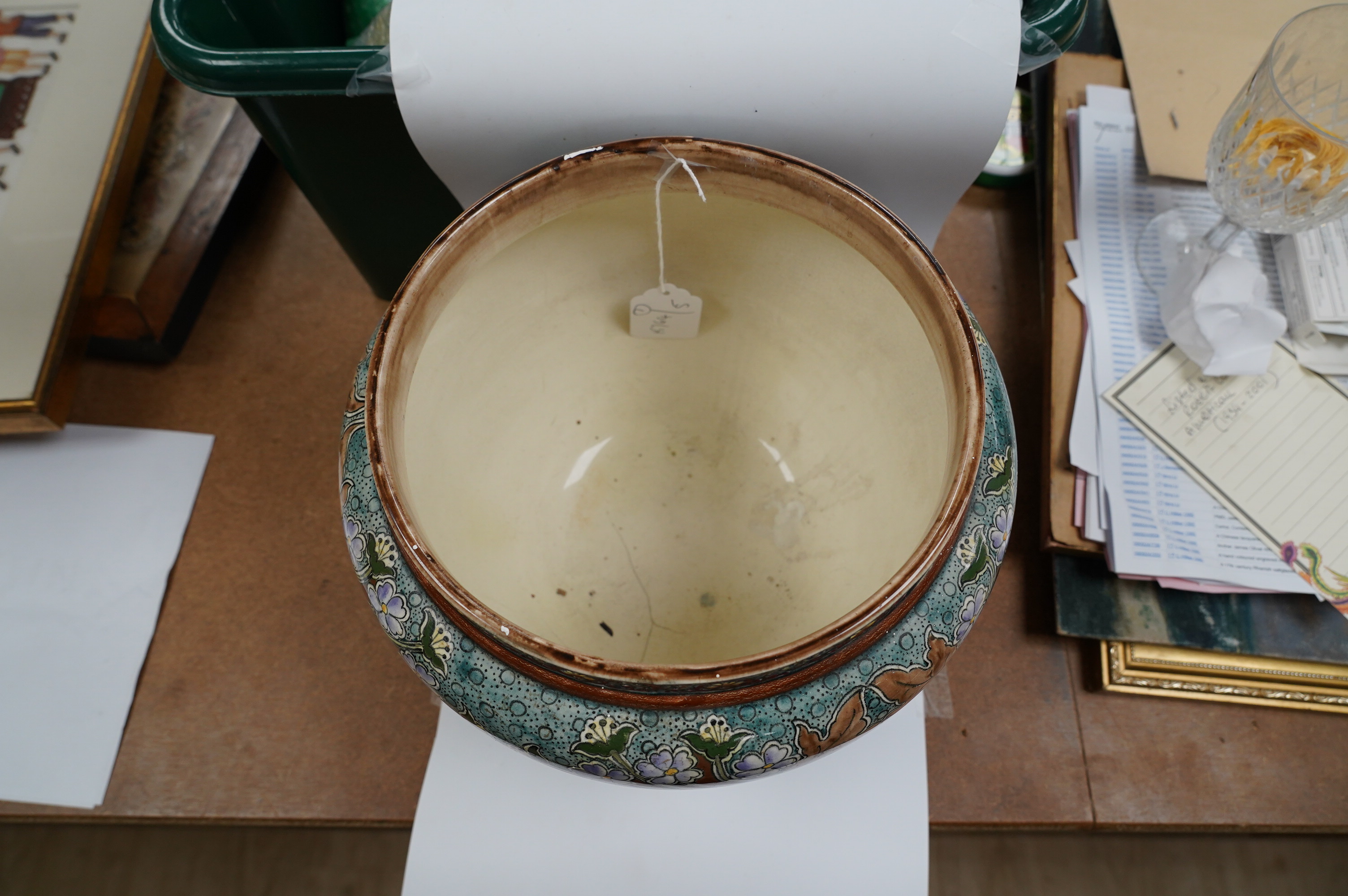 A Royal Bonn Old Dutch jardiniere, D.240, 20cm. Condition - poor